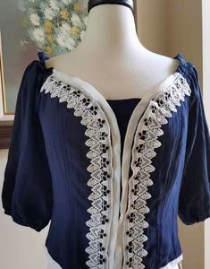 Blue Linen off shoulder top